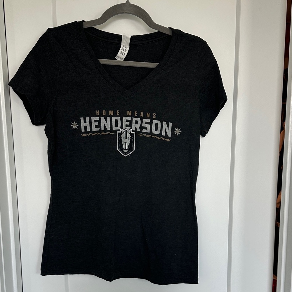 Henderson Black Women's V-Neck Top Las Vegas Nevada silver knights hockey